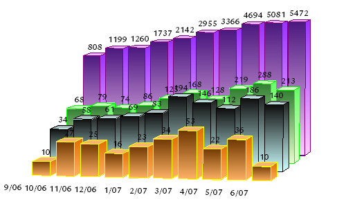 chart of monthly site activity